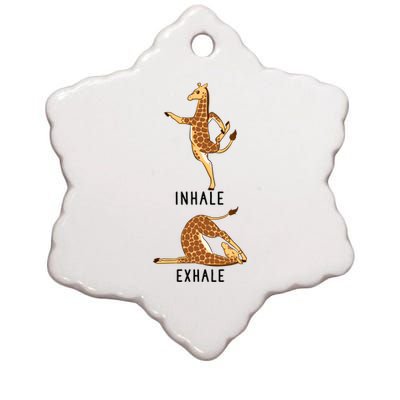 Inhale Exhale Giraffe Funny Safari Animal Yoga Cute Gift Ceramic Star Ornament