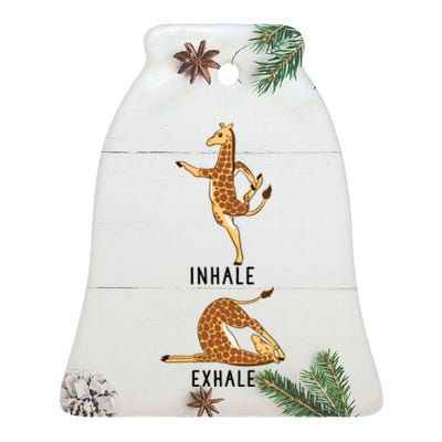 Inhale Exhale Giraffe Funny Safari Animal Yoga Cute Gift Ceramic Bell Ornament