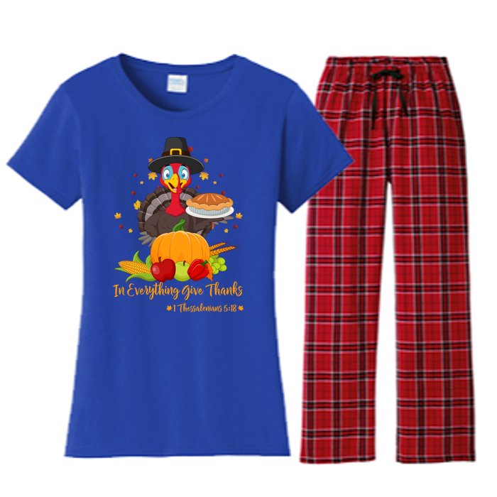 In Everything Give Thanks 1 Thessalonians 5:18 Gift Women's Flannel Pajama Set