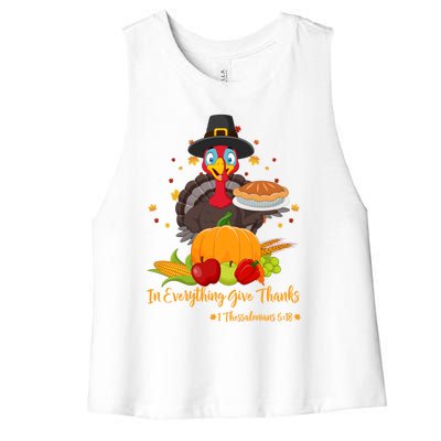 In Everything Give Thanks 1 Thessalonians 5:18 Gift Women's Racerback Cropped Tank