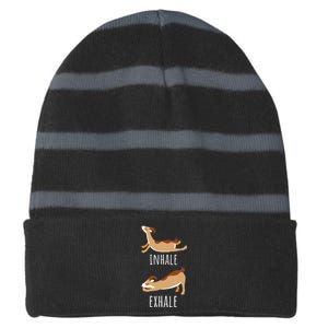 Inhale Exhale Goat Yoga Meditation Workout Exercise Mom Striped Beanie with Solid Band