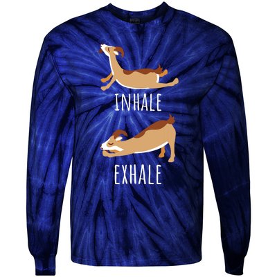 Inhale Exhale Goat Yoga Meditation Workout Exercise Mom Tie-Dye Long Sleeve Shirt