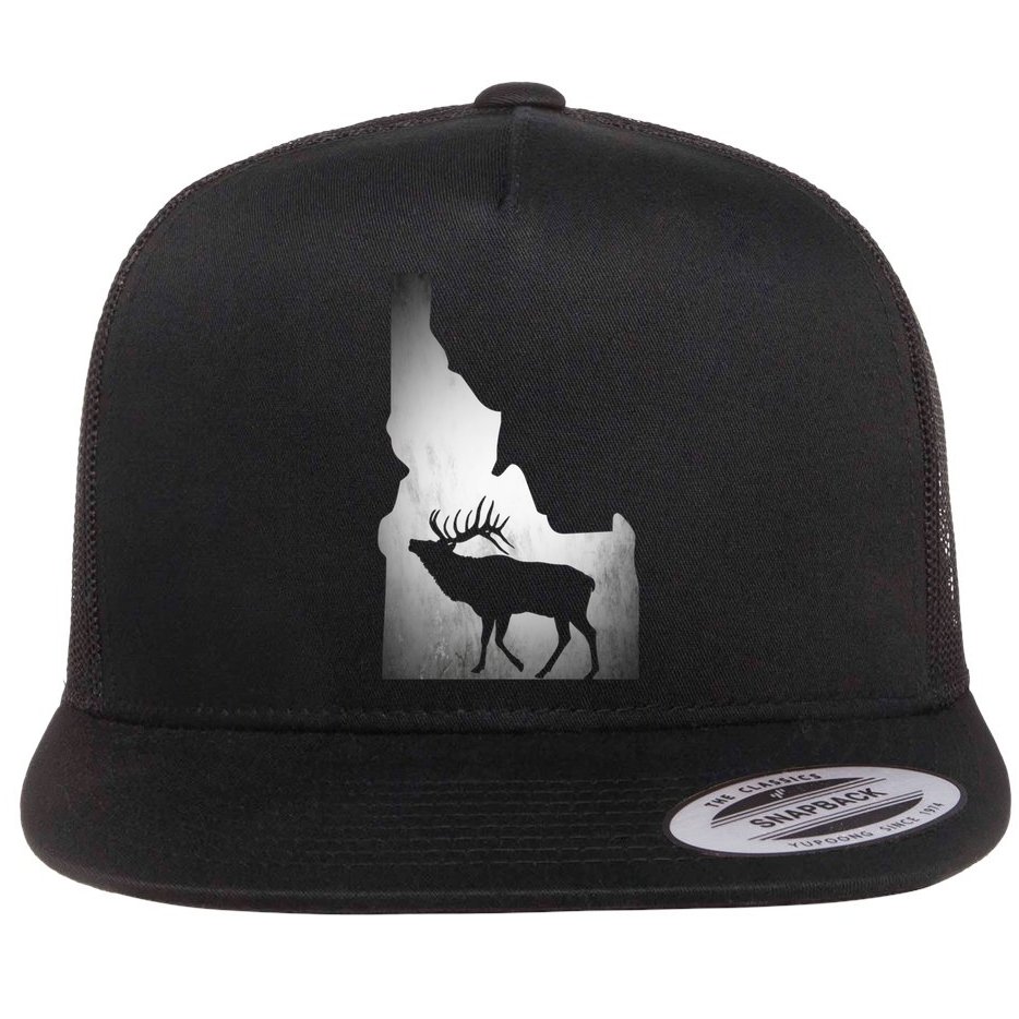 Idaho Elk Hunting Gift Flat Bill Trucker Hat