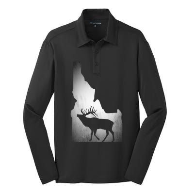 Idaho Elk Hunting Gift Silk Touch Performance Long Sleeve Polo