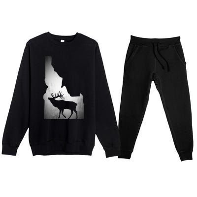 Idaho Elk Hunting Gift Premium Crewneck Sweatsuit Set