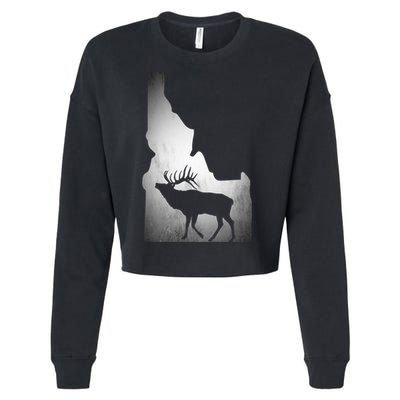 Idaho Elk Hunting Gift Cropped Pullover Crew