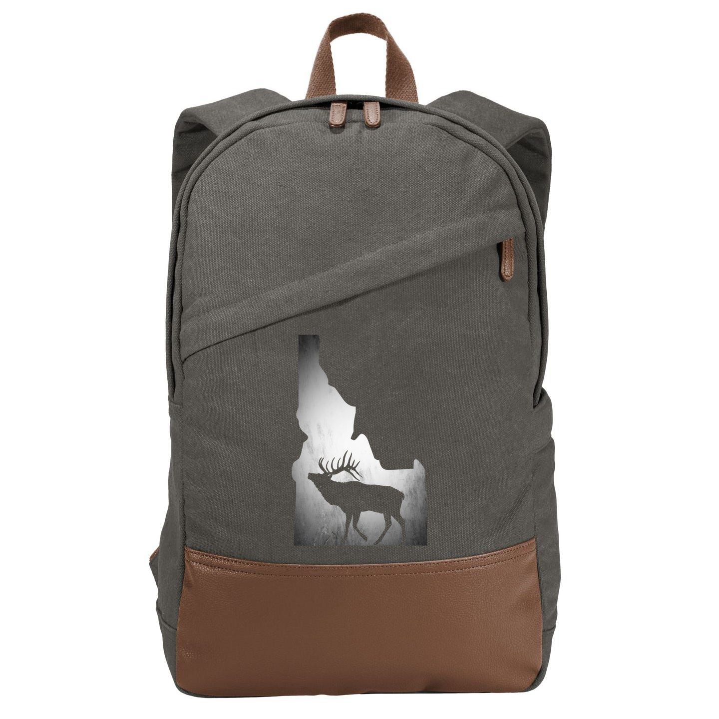 Idaho Elk Hunting Gift Cotton Canvas Backpack