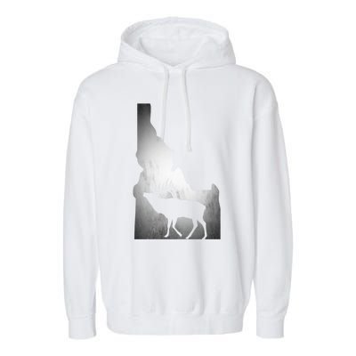 Idaho Elk Hunting Gift Garment-Dyed Fleece Hoodie