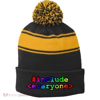 Include Everyone Stripe Pom Pom Beanie