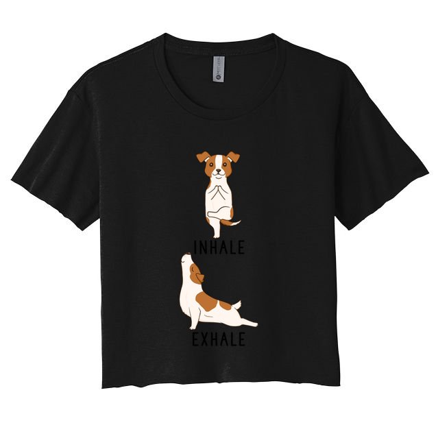 Inhale Exhale Jack Russell Terrier Funny Dog Yoga Funny Gift Crop Top