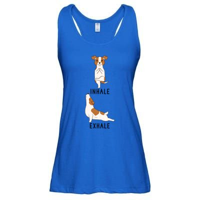 Inhale Exhale Jack Russell Terrier Funny Dog Yoga Funny Gift Ladies Essential Flowy Tank