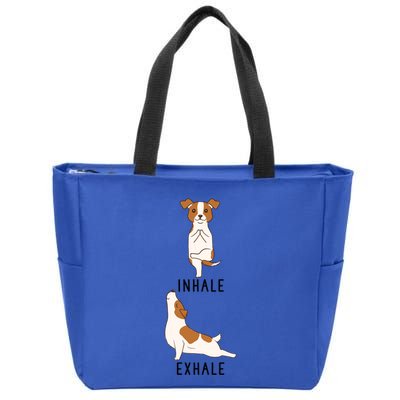 Inhale Exhale Jack Russell Terrier Funny Dog Yoga Funny Gift Zip Tote Bag