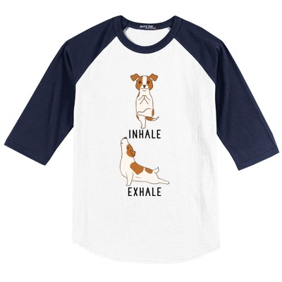 Inhale Exhale Jack Russell Terrier Funny Dog Yoga Funny Gift Baseball Sleeve Shirt