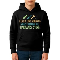 I Enjoy Long Romantic Walks Through The Hardware Store Kids Hoodie