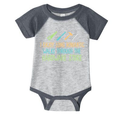 I Enjoy Long Romantic Walks Through The Hardware Store Infant Baby Jersey Bodysuit