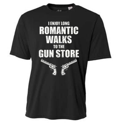 I Enjoy Long Romantic Walks to the Gun Store Funny Gun Cooling Performance Crew T-Shirt