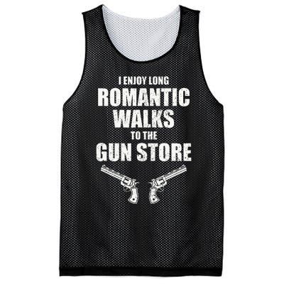 I Enjoy Long Romantic Walks to the Gun Store Funny Gun Mesh Reversible Basketball Jersey Tank