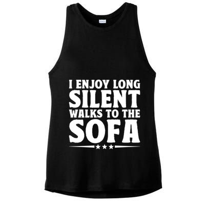 I Enjoy Long Silent Walks To The Sofa Sayings For Introvert Cute Gift Ladies PosiCharge Tri-Blend Wicking Tank