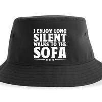 I Enjoy Long Silent Walks To The Sofa Sayings For Introvert Cute Gift Sustainable Bucket Hat