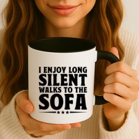 I Enjoy Long Silent Walks To The Sofa Sayings For Introvert Cute Gift Mug