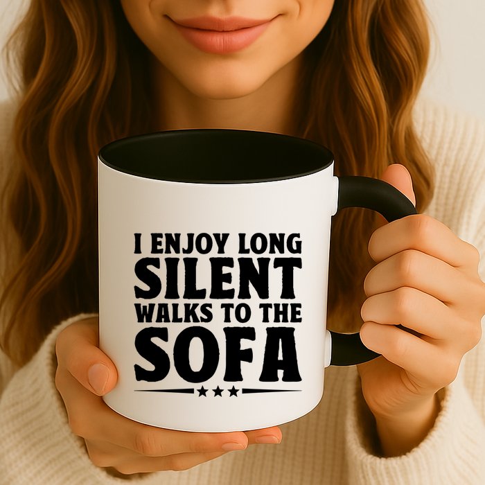 I Enjoy Long Silent Walks To The Sofa Sayings For Introvert Cute Gift Mug
