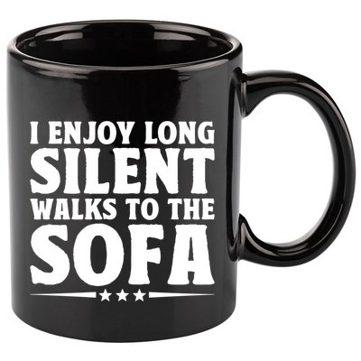 I Enjoy Long Silent Walks To The Sofa Sayings For Introvert Cute Gift 11oz C Handle Ceramic Mug