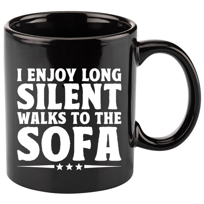 I Enjoy Long Silent Walks To The Sofa Sayings For Introvert Cute Gift 11oz C Handle Ceramic Mug