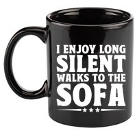 I Enjoy Long Silent Walks To The Sofa Sayings For Introvert Cute Gift 11oz C Handle Ceramic Mug