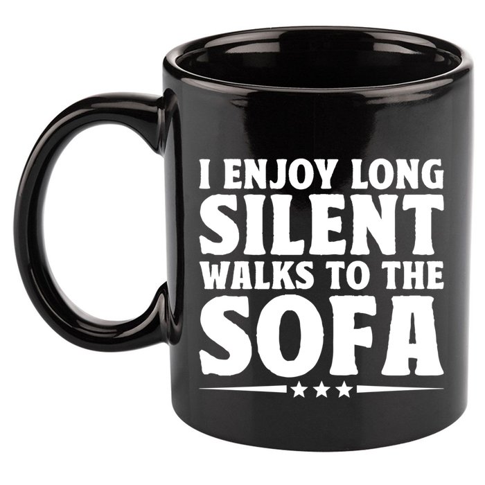 I Enjoy Long Silent Walks To The Sofa Sayings For Introvert Cute Gift 11oz C Handle Ceramic Mug