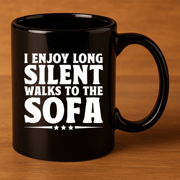 I Enjoy Long Silent Walks To The Sofa Sayings For Introvert Cute Gift 11oz C Handle Ceramic Mug