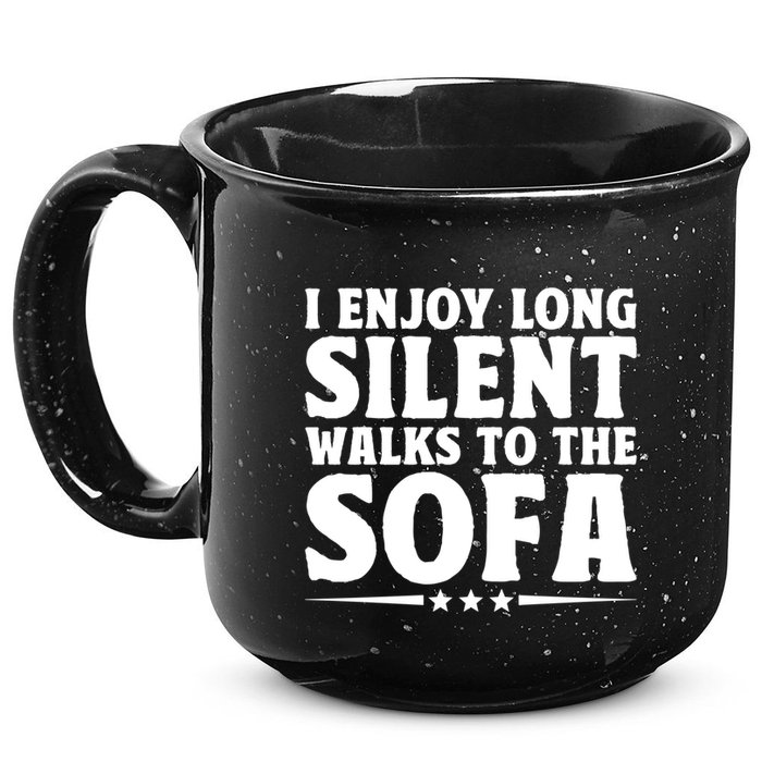 I Enjoy Long Silent Walks To The Sofa Sayings For Introvert Cute Gift 15oz Campfire Ceramic Mug