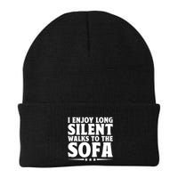 I Enjoy Long Silent Walks To The Sofa Sayings For Introvert Cute Gift Beanie