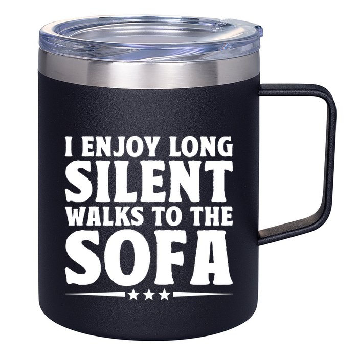 I Enjoy Long Silent Walks To The Sofa Sayings For Introvert Cute Gift 12oz Stainless Steel Coffee Mug