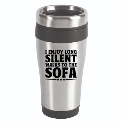 I Enjoy Long Silent Walks To The Sofa Sayings For Introvert Cute Gift 16oz Travel Tumbler