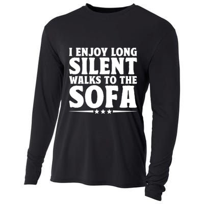 I Enjoy Long Silent Walks To The Sofa Sayings For Introvert Cute Gift Cooling Performance Long Sleeve Crew