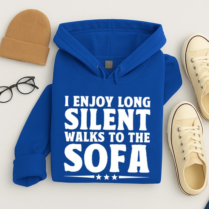 I Enjoy Long Silent Walks To The Sofa Sayings For Introvert Cute Gift Hoodie