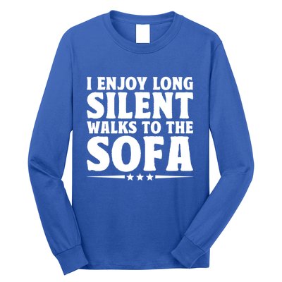 I Enjoy Long Silent Walks To The Sofa Sayings For Introvert Cute Gift Long Sleeve Shirt