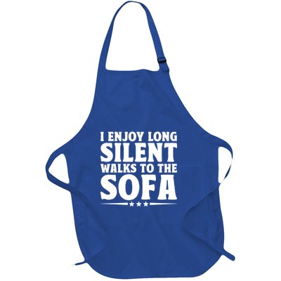 I Enjoy Long Silent Walks To The Sofa Sayings For Introvert Cute Gift Full-Length Apron With Pockets