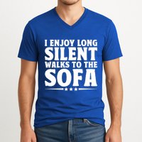 I Enjoy Long Silent Walks To The Sofa Sayings For Introvert Cute Gift V-Neck T-Shirt