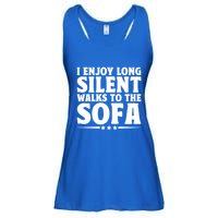 I Enjoy Long Silent Walks To The Sofa Sayings For Introvert Cute Gift Ladies Essential Flowy Tank
