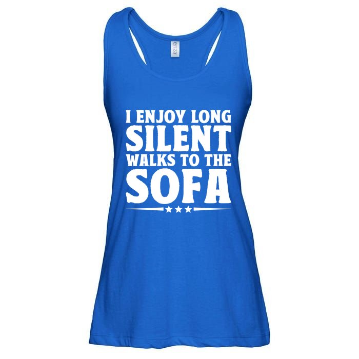 I Enjoy Long Silent Walks To The Sofa Sayings For Introvert Cute Gift Ladies Essential Flowy Tank