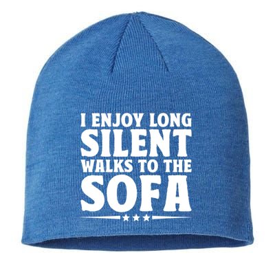 I Enjoy Long Silent Walks To The Sofa Sayings For Introvert Cute Gift Sustainable Beanie