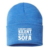 I Enjoy Long Silent Walks To The Sofa Sayings For Introvert Cute Gift Sustainable Knit Beanie