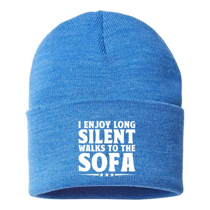 I Enjoy Long Silent Walks To The Sofa Sayings For Introvert Cute Gift Sustainable Knit Beanie