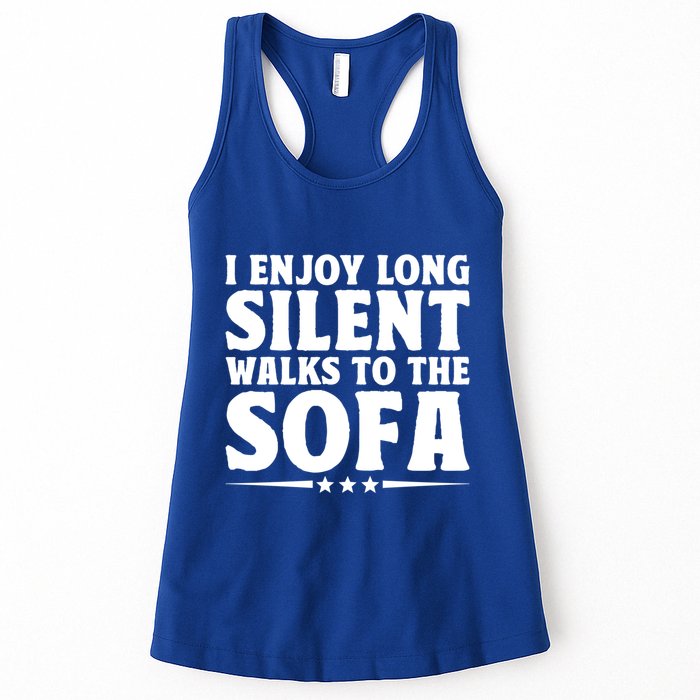 I Enjoy Long Silent Walks To The Sofa Sayings For Introvert Cute Gift Womens Tank Top