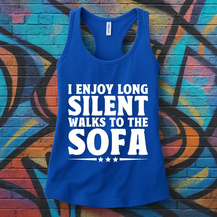 I Enjoy Long Silent Walks To The Sofa Sayings For Introvert Cute Gift Womens Tank Top