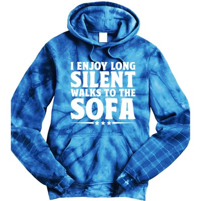 I Enjoy Long Silent Walks To The Sofa Sayings For Introvert Cute Gift Tie Dye Hoodie