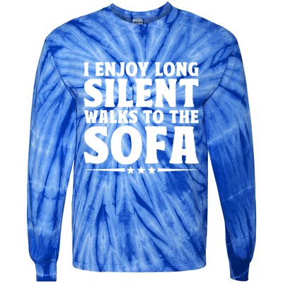 I Enjoy Long Silent Walks To The Sofa Sayings For Introvert Cute Gift Tie-Dye Long Sleeve Shirt