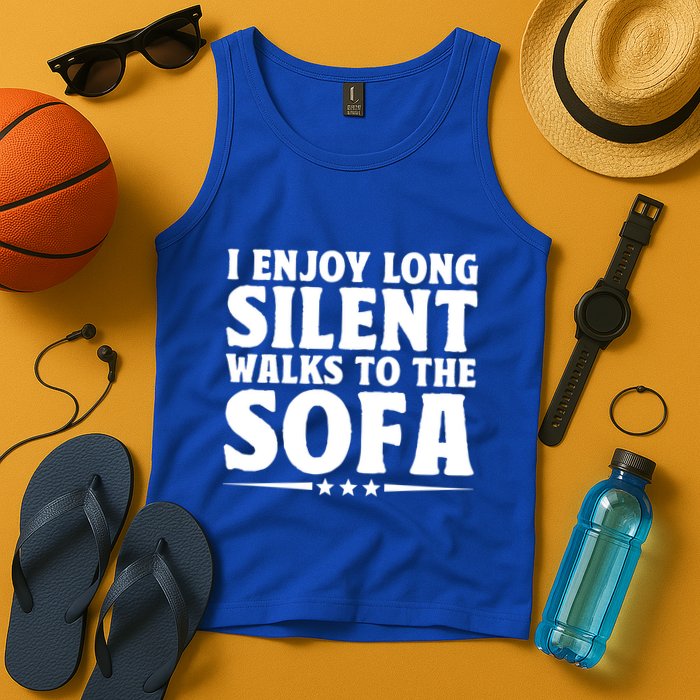 I Enjoy Long Silent Walks To The Sofa Sayings For Introvert Cute Gift Tank Top