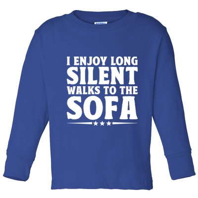 I Enjoy Long Silent Walks To The Sofa Sayings For Introvert Cute Gift Toddler Long Sleeve Shirt